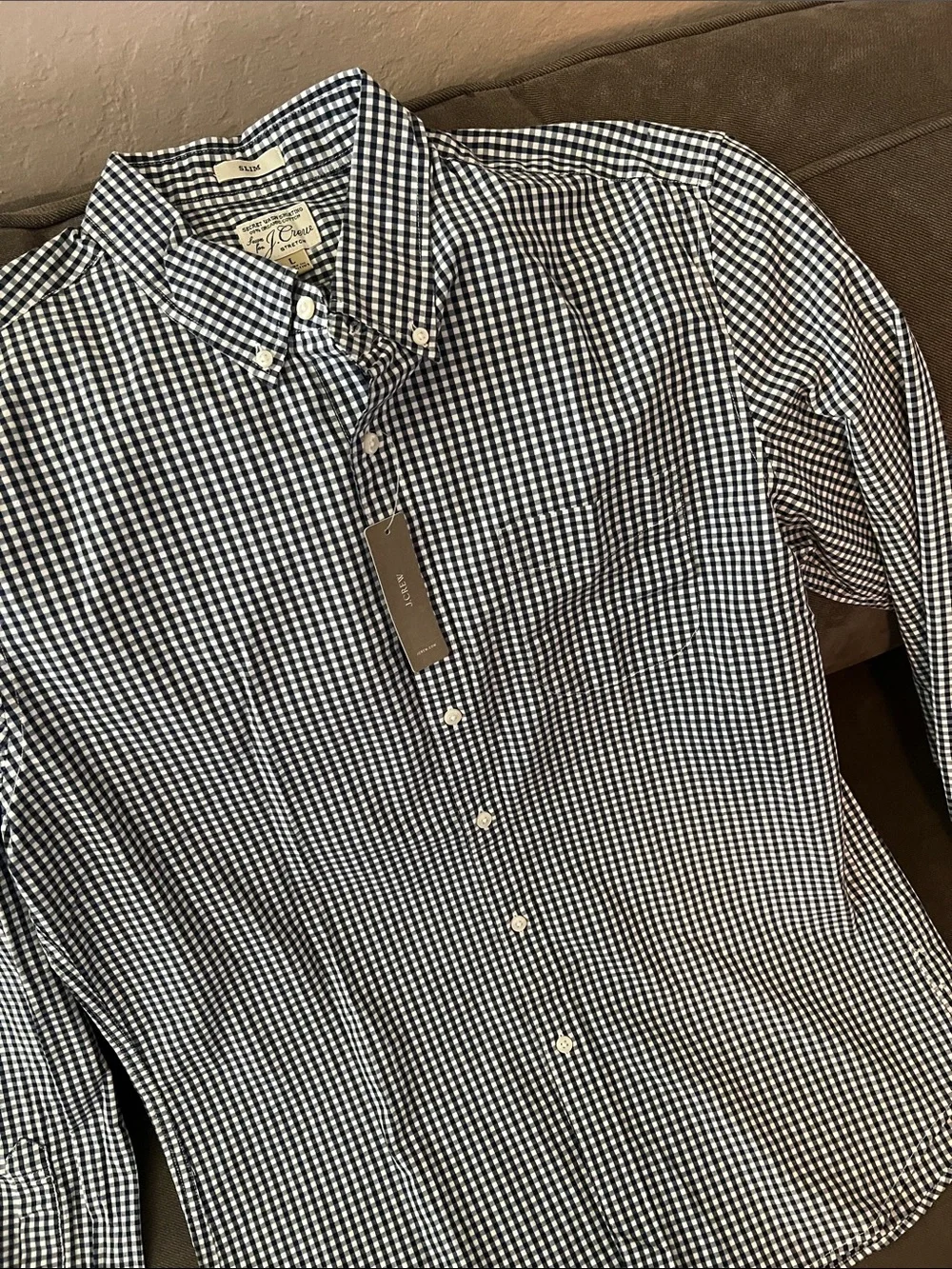 J. Crew Navy & White Gingham Button-Down Shirt - Men's